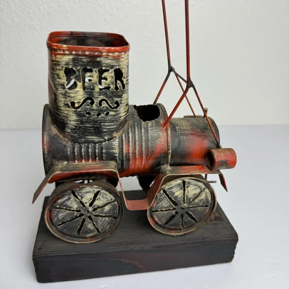 Vintage Metal Train by ORTMAN  Wooden stand